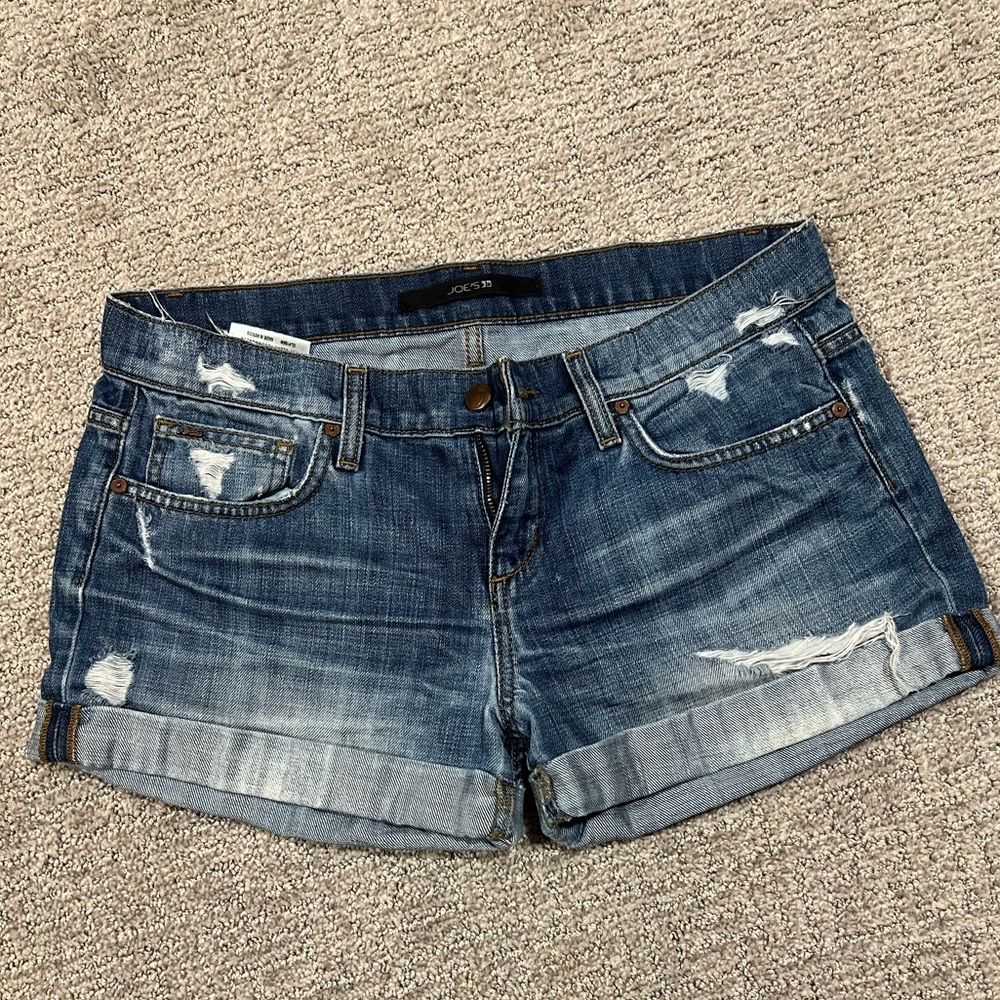 Joe’s Jeans - Cuffed denim destroyed shorts - 28